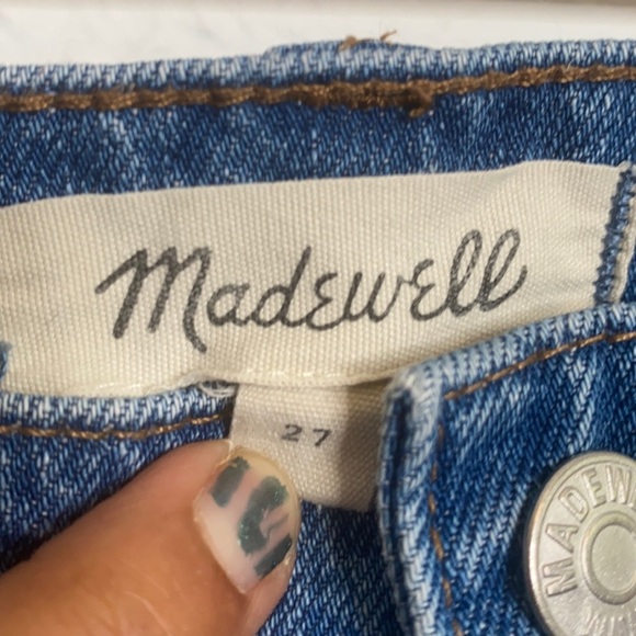 Madewell Women's Denim Mini Skirt Raw Hem 100% Cotton Pockets size 27 - Picture 4 of 7